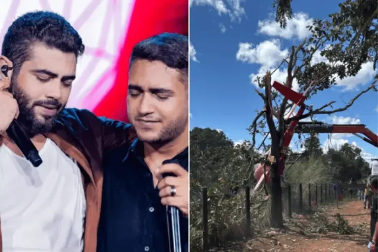 Helicóptero da dupla Henrique e Juliano cai no Tocantins; pai pilotava aeronave