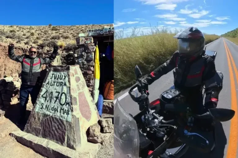 O motociclista brasileiro durante suas viagens pela América do Sul.