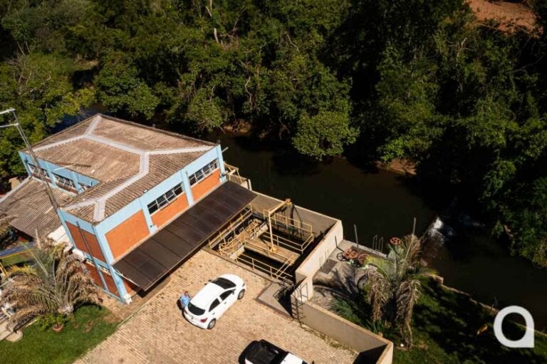 Foto aérea da estação de tratamento de água em Umuarama.