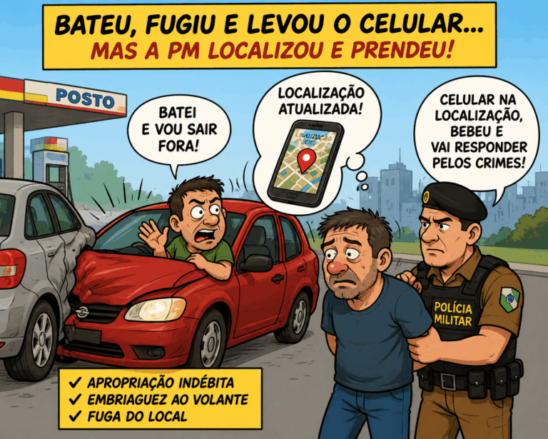 Motorista bate carro, foge com celular da vítima e acaba preso após aparelho revelar seu paradeiro