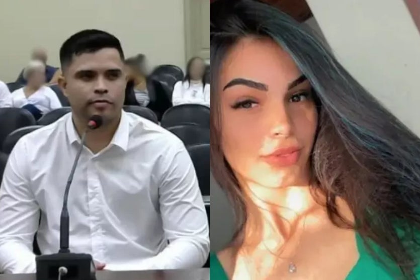 O réu Marlon e a vítima Isabelly.