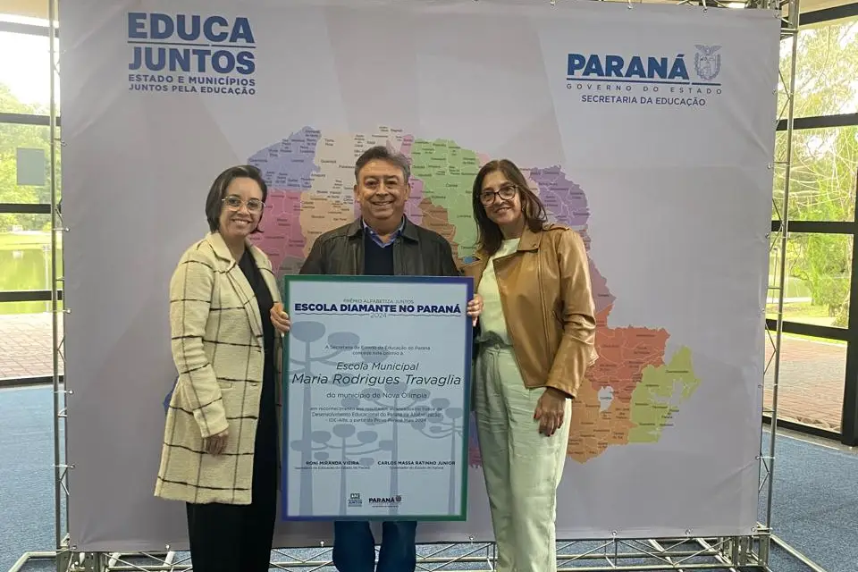 Escola Municipal Maria Rodrigues Travaglia de Nova Olímpia recebe título Diamante do Paraná