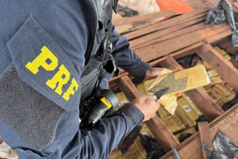 PRF apreende mais de meia tonelada de maconha em caminhão abordado em Alto Paraíso