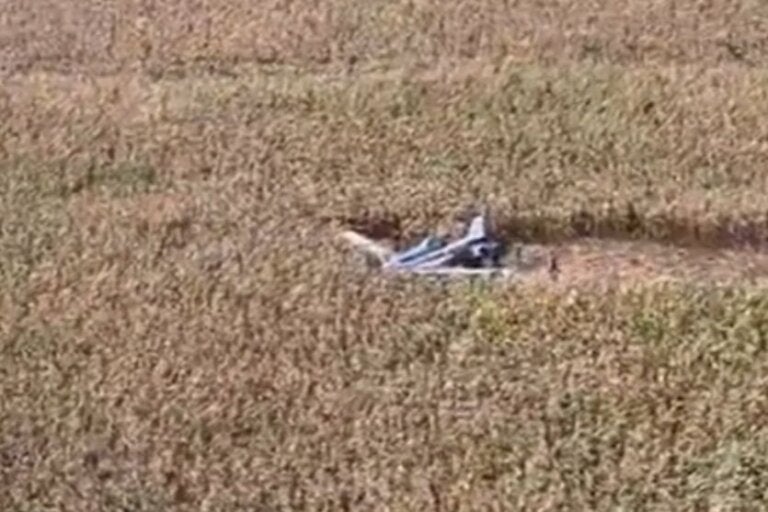 Avião de pequeno porte cai em área rural de Marialva e piloto é socorrido; vídeo