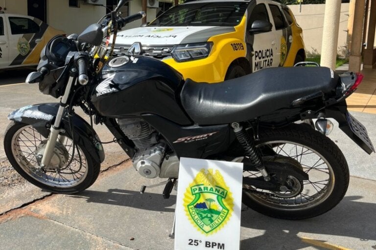 PM de Iporã apreende moto após flagrar condutor sem CNH no centro da cidade