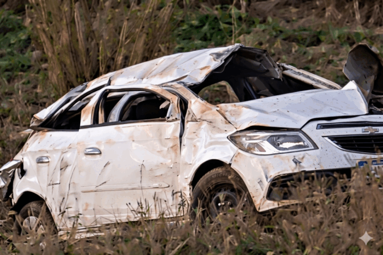 Carro do acidente que matou a técnica de enfermagem entre Umuarama e Xambrê.