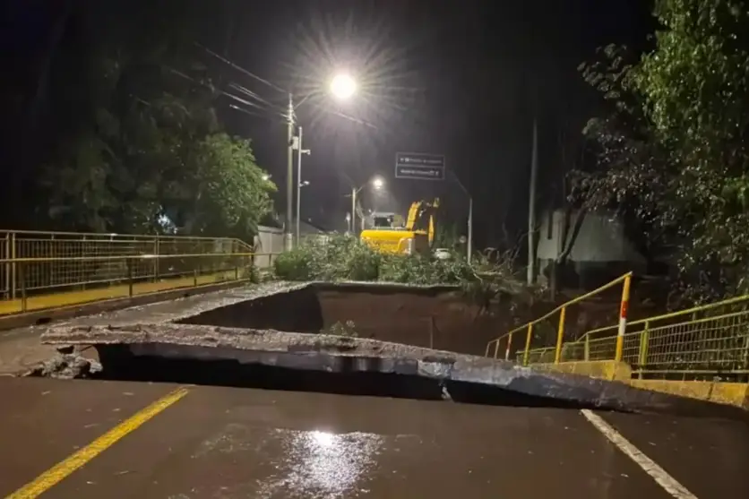 Cena de estragos causados por temporal no RS.