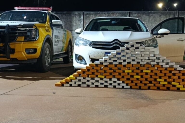 PM Ambiental apreende maconha durante bloqueio na BR-487, em Alto Paraíso