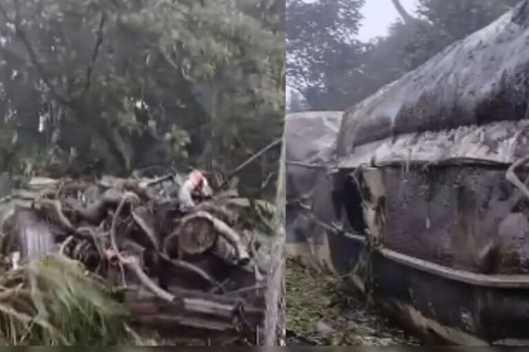 Caminhoneiro sobrevive após caminhão-tanque ser destruído em tombamento na BR-277