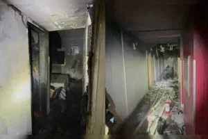 Fotos internas de hotel após incêndio registrado em Londrina nesta segunda-feira.