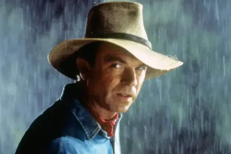 O ator Sam Neill em seu papel como doutor Grant em Jurassic Park.