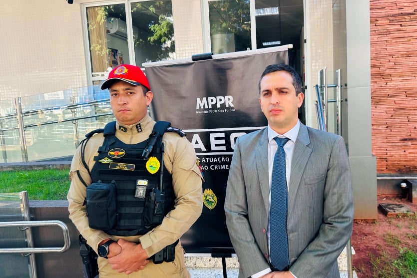Major Haleyson e o promotor Guilherme Franchi.