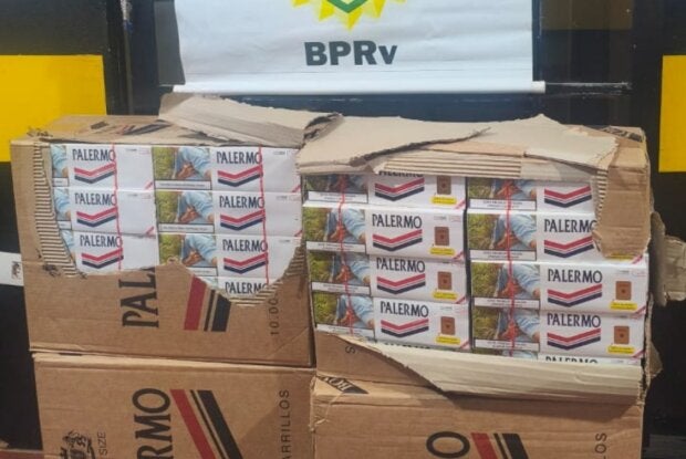 Cigarros apreendidos em Cidade Gaúcha.