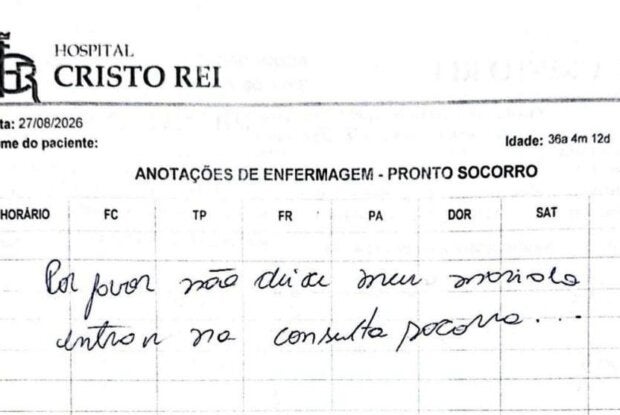 Mulher pede socorro em prontuário de enfermagem e companheiro acaba preso