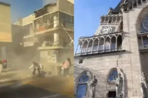 Cenas após terremoto na Colômbia.