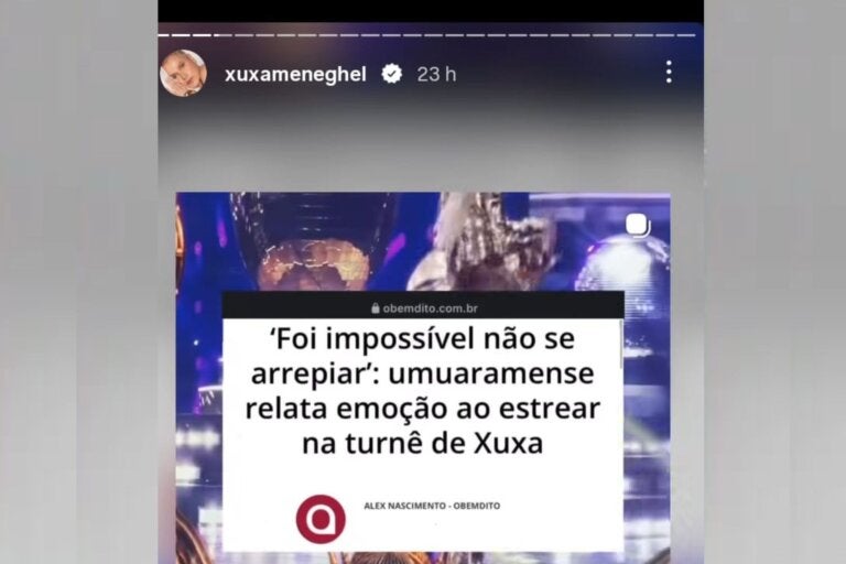 Xuxa compartilha reportagem do OBemdito sobre artista de Umuarama