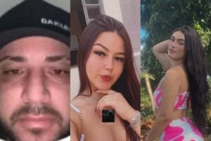 Foto do suspeito pelo desaparecimento das jovens em Cianorte, ao lado das vítimas.