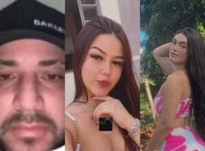 Foto do suspeito pelo desaparecimento das jovens em Cianorte, ao lado das vítimas.