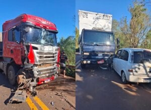 Veículos envolvidos em acidene na PR-082.