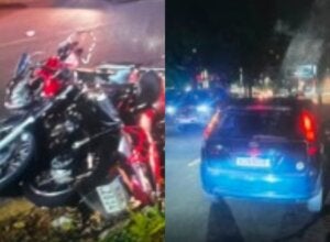 Veículos envolvidos em acidente em Umuarama.