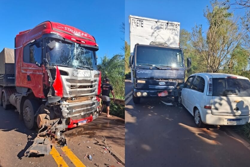 Veículos envolvidos em acidene na PR-082.