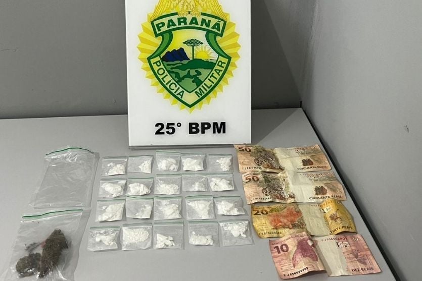 Suspeito é preso com cocaína e maconha durante entrega de drogas em Umuarama