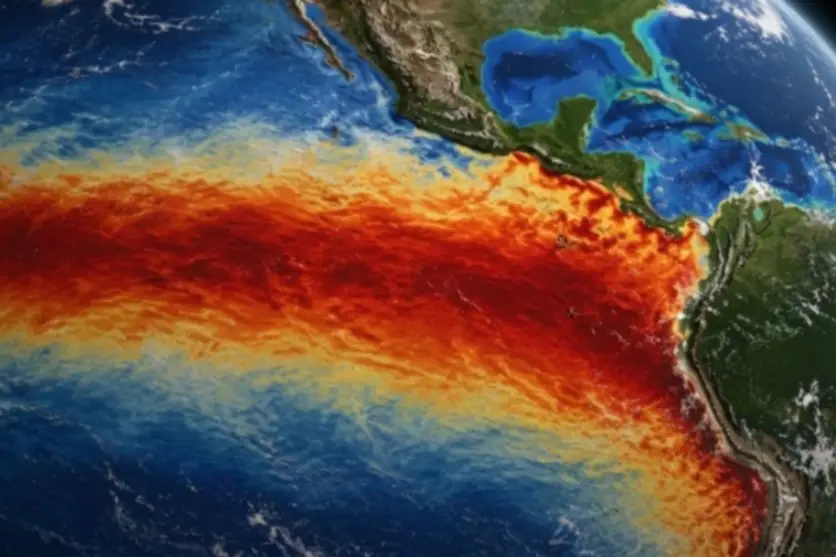 Mapa aéreo de montoramento do El Niño.