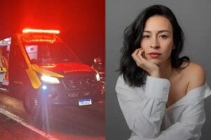 Ambulância do Siate e vítima de acidente na BR-376.