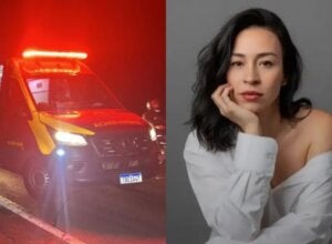 Ambulância do Siate e vítima de acidente na BR-376.