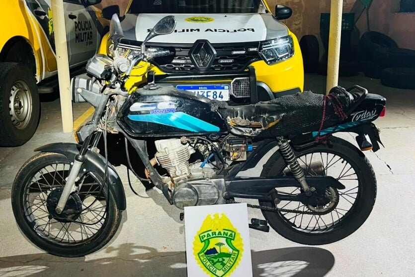 Motocicleta apreendida em Iporã.