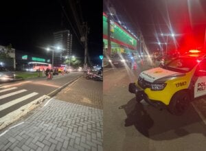 Fiscalização de trânsuto na avenida Paraná, em Umuarama.