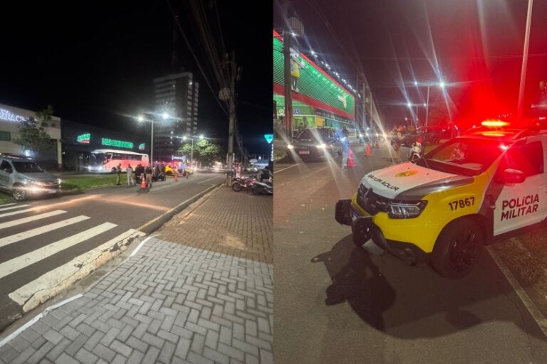 Fiscalização de trânsuto na avenida Paraná, em Umuarama.