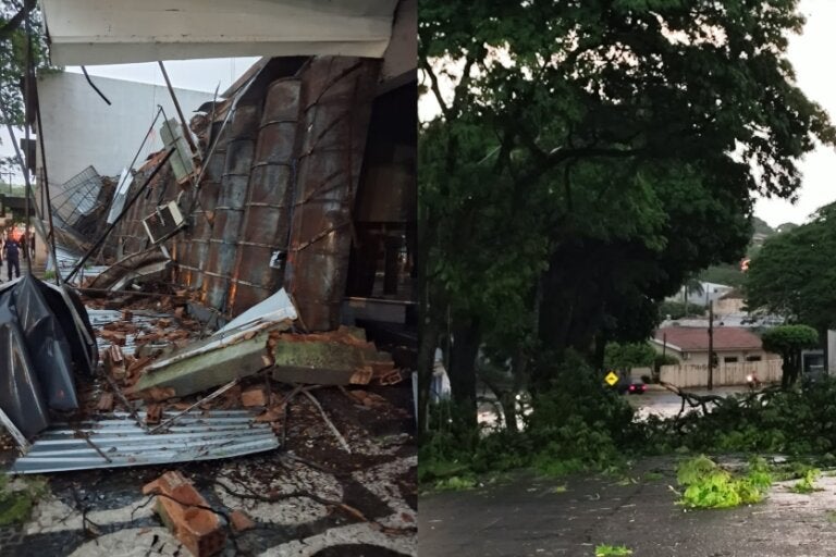 Estragos após passagem de temporal em Umuarama.