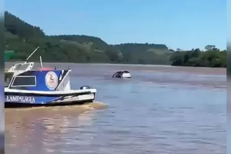 VÍDEO: distração ao celular faz motorista cair com carro de balsa no rio