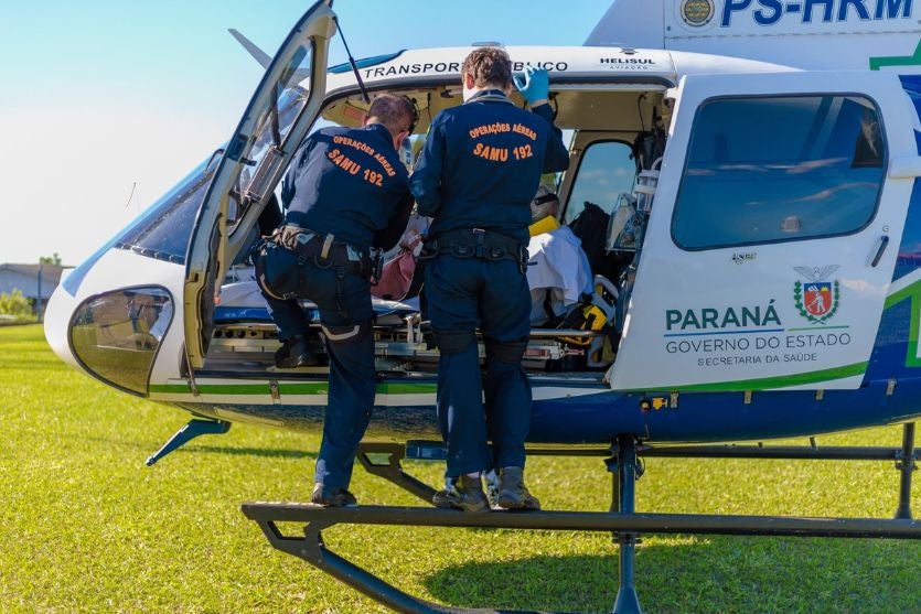 Após engasgo, paciente tem sinais de infarto e é levado de helicóptero em Tapejara