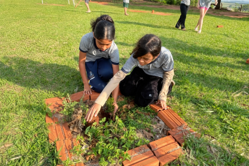 Alunos da escola municipal de Serra dos Dourados aprendem na prática a cuidar do meio ambiente