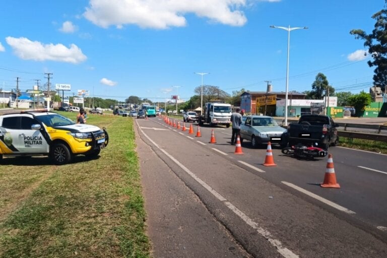 Local de acidente que vitimou motociclista na PR-323, em Umuarama.