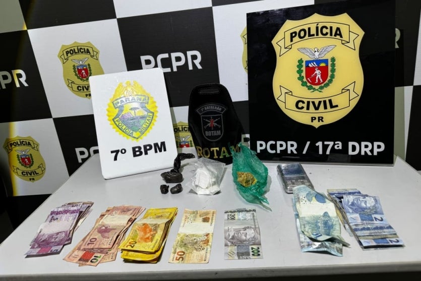 Cocaína e crack apreendidos com casal em Cruzeiro do Oeste.