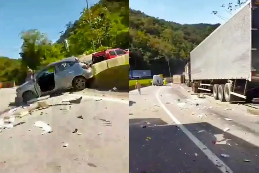 Caminhão sem freios atinge dez veículos e mobiliza resgate aéreo no PR; vídeo