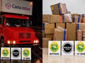 Caminhão com emblema de indústria de Umuarama é apreendido com 824 kg de maconha; vídeo