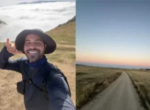 Bruno Marcato, de 32 anos, e que percorreu 800 km a pé.