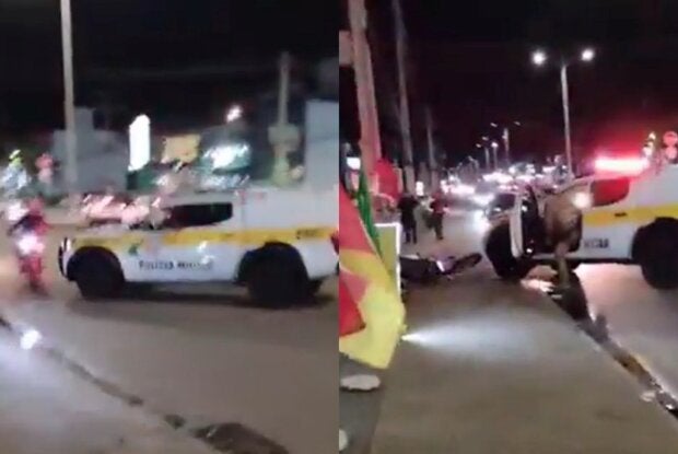 Motociclista atingido por viatura da PM em Florianópoli (SC).