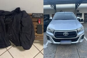 Equipamentos usados por criminosos e caminhonete recuperada em Umuarama.