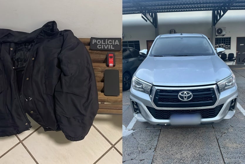 Equipamentos usados por criminosos e caminhonete recuperada em Umuarama.