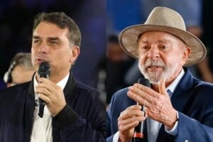 Flávio Bolsonaro e Lula.