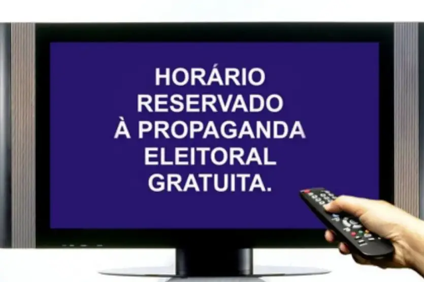 TV com aviso de horário eleitoral gratuito brasileiro.