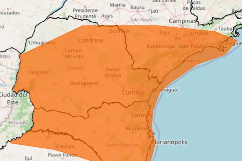 Umuarama está sob alerta de tempestade com ventos de até 100 km/h